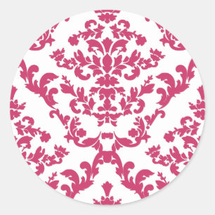 Pink Damask #6 @ VictoriaShaylee Runder Aufkleber