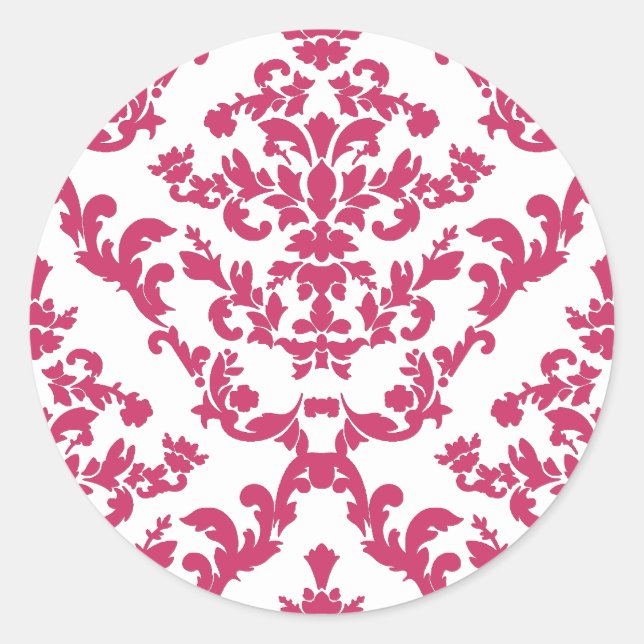 Pink Damask #6 @ VictoriaShaylee Runder Aufkleber (Vorderseite)