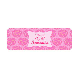 Pink Damask Baby Girl Name Personalisierte Geburt