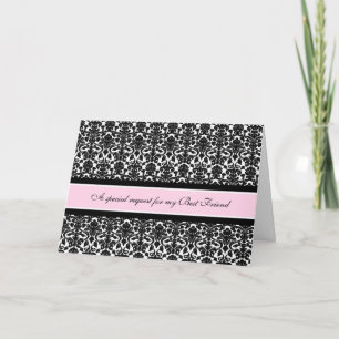 Pink Damask Best Friend Bridesmaid Invitation Card Einladung