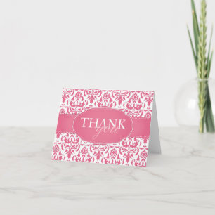 Pink Damask Blank Wedding Danke Karte