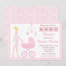 Pink Damask Blonde erwartet Girl Baby Dusche