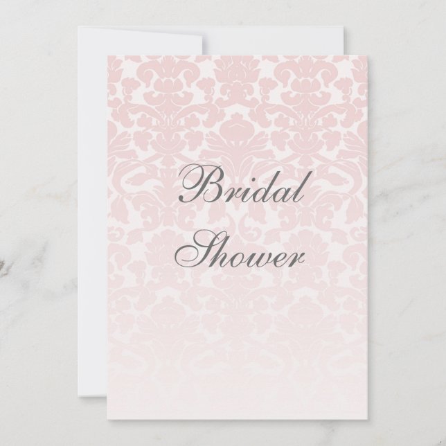 Pink Damask Bridal Shower Customizable Einladung (Vorderseite)