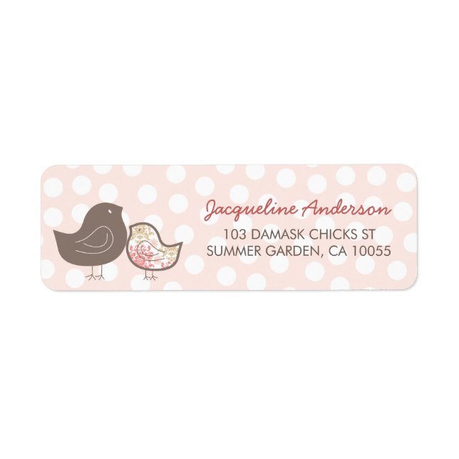 Pink Damask Chicks Girl Baby Dusche Adressetikette (Vorne)