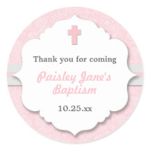 Pink Damask Cross Girl Taufe