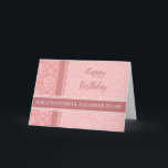 Pink Damask Daughter Birthday Card Karte<br><div class="desc">Hübsche und nachdenkliche Begrüßungskarte für Tochter im Geburtstag des Gesetzes mit rosa Damast und handgeschriebenem Stiltext.</div>