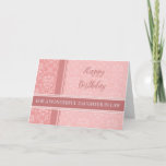 Pink Damask Daughter Birthday Card Karte<br><div class="desc">Hübsche und nachdenkliche Begrüßungskarte für Tochter im Geburtstag des Gesetzes mit rosa Damast und handgeschriebenem Stiltext.</div>