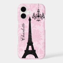 Pink Damask Eiffelturm iPhone Case