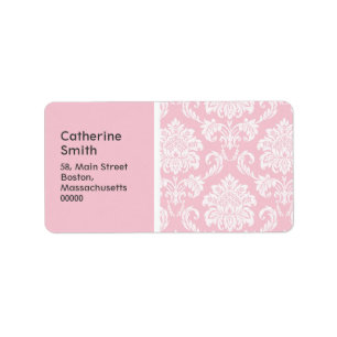 Pink Damask Hochzeitadressen-Labels Adressaufkleber