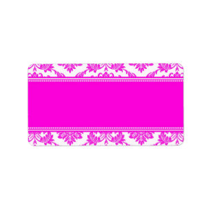 Pink Damask Hochzeitadressen-Labels Adressaufkleber