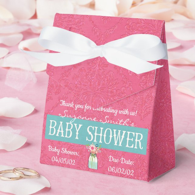 Pink Damask Kinderdusche Geschenkschachtel (Hochzeit)