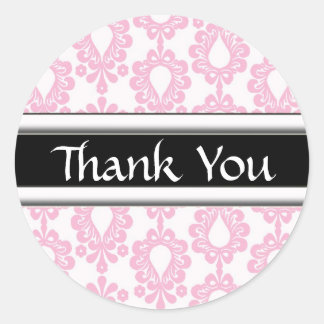 Pink Damask Matching Danke Stickers