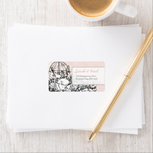 Pink Damask Musical Vintag Bird Centers Address Adressaufkleber