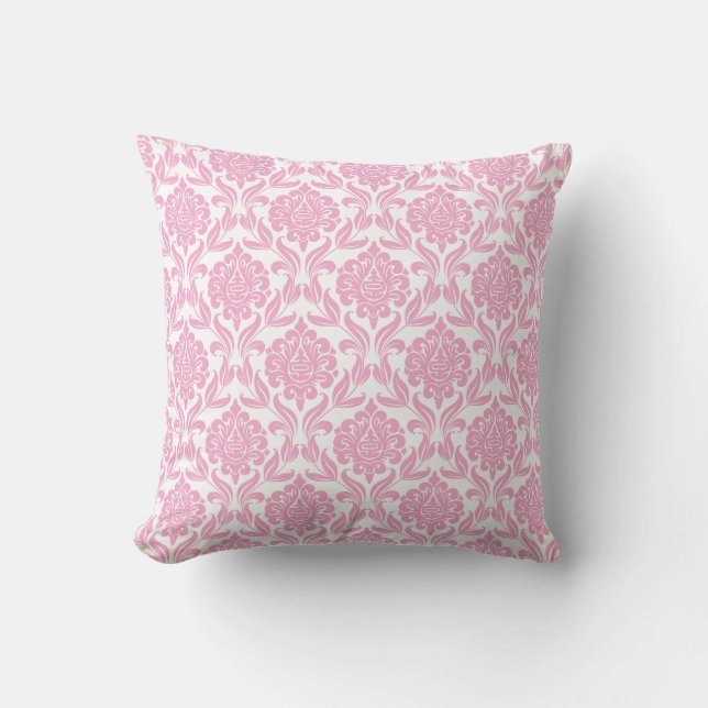 Pink Damask Muster Kissen (Vorderseite)