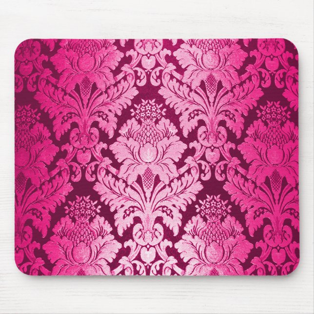 Pink Damask Muster Mousepad (Vorne)