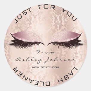 Pink Damask Salon Glitzer WELLNESS-CENTER Makeup L Runder Aufkleber