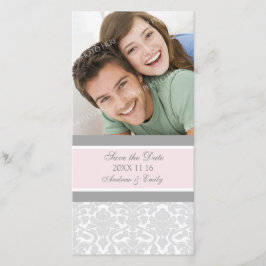 Pink Damask Save the Date Hochzeitsfotokarten