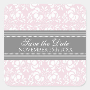 Pink Damask Save the Date Umschlag Aufkleber
