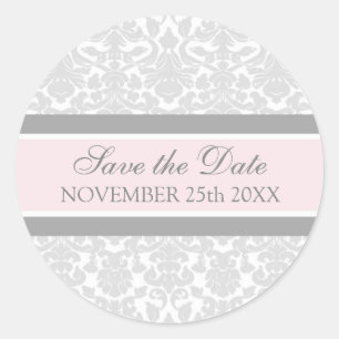 Pink Damask Save the Date Umschlag Aufkleber