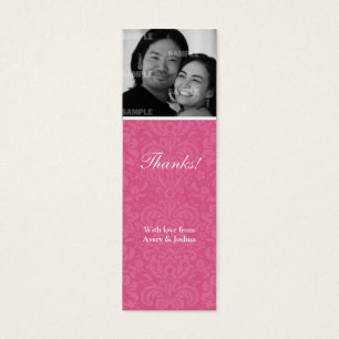 Pink Damask Skinny Favor Tag