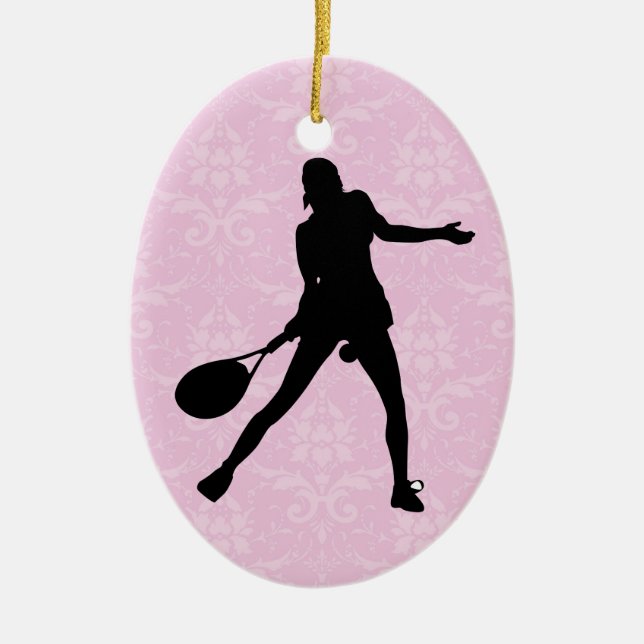 Pink Damask Tennis Weihnachtsschmuck für Mädchen (Vorne)