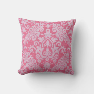 Pink Damask Throw Kissen