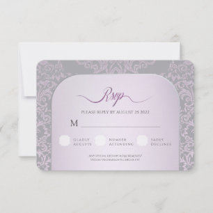 Pink Damask Wedding Danke Foto Card RSVP Karte