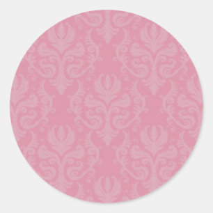 Pink Damask Wedger Stickers