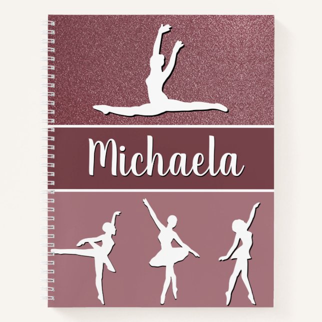 Pink Dance Ballerina Glitzer Notizbuch (Vorderseite)