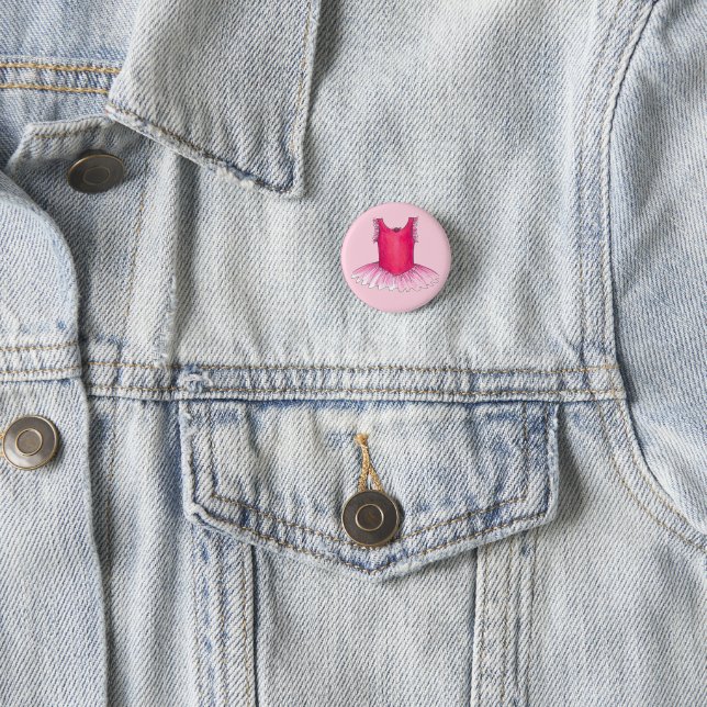 Pink Dance Ballerina Tutu Ballet Geburtstagsparty Button (Beispiel)