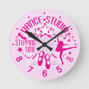 Pink Dance Studio Runde Wanduhr