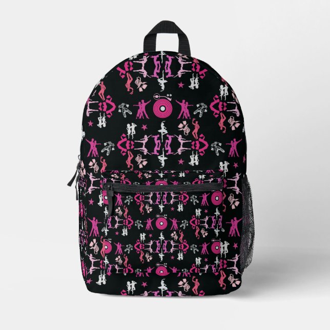 Pink Dancer Gemusterte Wohngestaltung Bedruckter Rucksack (Vorderseite)