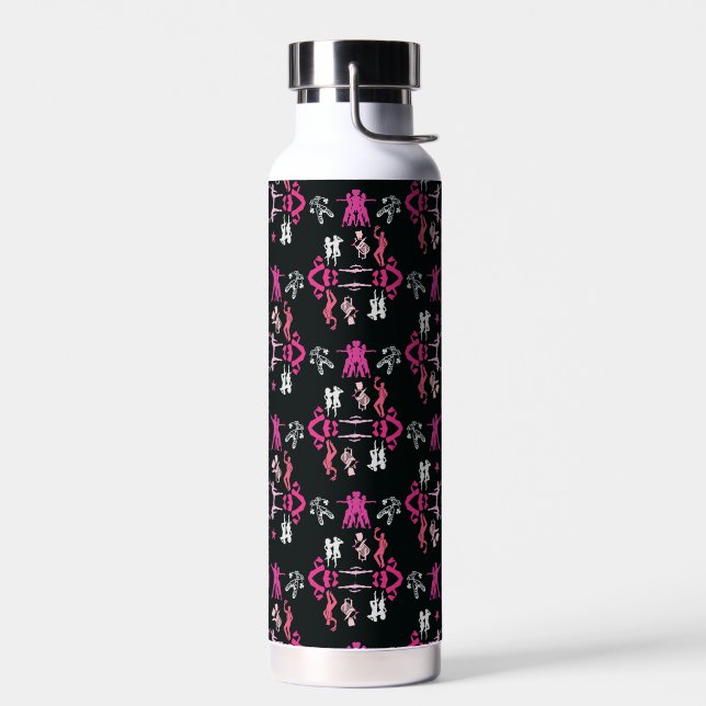 Pink Dancer Gemusterte Wohngestaltung Trinkflasche (Links)