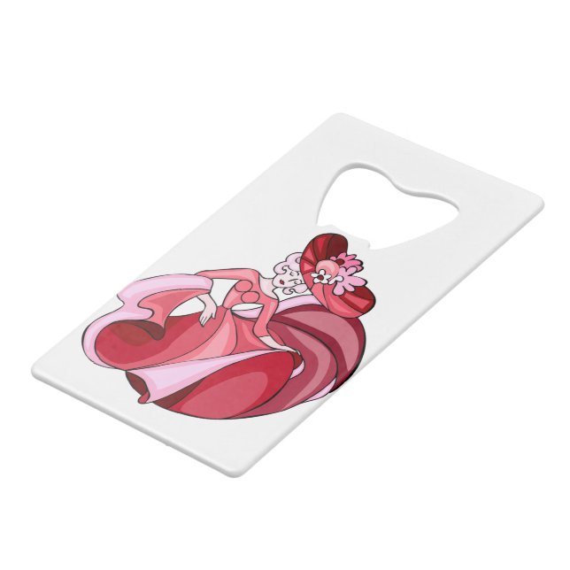Pink Dancing Girl Geldbeutel Flaschenöffner (Vorderseite Schrägansicht)