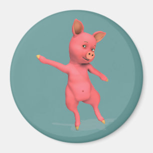 Pink Dancing Pig Magnet