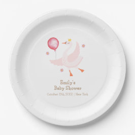 Pink Dancing Princess Swan Balloon Babydusche Pappteller