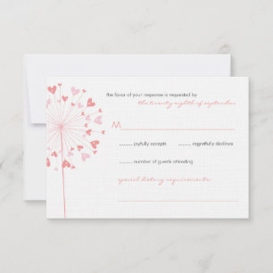 Pink Dandela Liebe Summer Wedding RSVP Card
