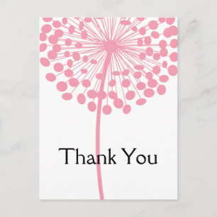 Pink Dandelion Blume Danke Postcards 2 Postkarte