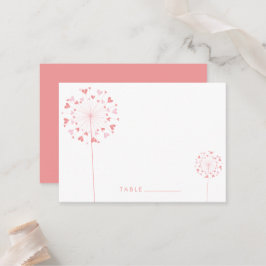 Pink Dandelion Blume Liebe Herz Sommerhochzeit Platzkarte