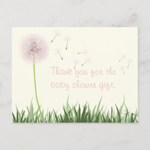 Pink Dandelion Danke, Postcard Postkarte