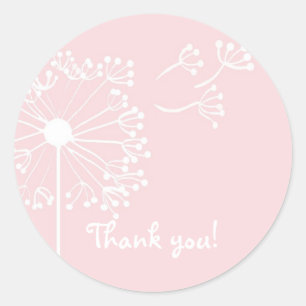 Pink Dandelion Stationary Runder Aufkleber