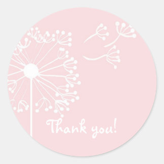Pink Dandelion Stationary Runder Aufkleber