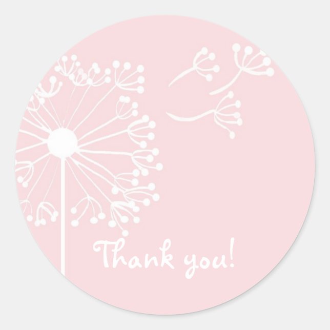 Pink Dandelion Stationary Runder Aufkleber (Vorderseite)
