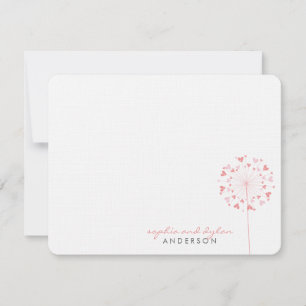 Pink Dandelions Liebe Herz Hochzeit Danke Karte