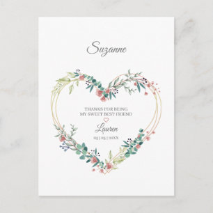 Pink Danke für Ihre besten Freunde Blumenherz Postkarte