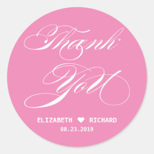 Pink Danke Gastgeschenk Hochzeit Runder Aufkleber
