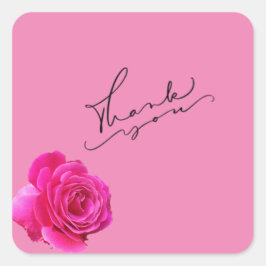 Pink Danke Quadratischer Aufkleber
