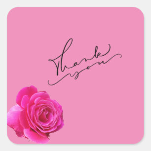 Pink Danke Quadratischer Aufkleber