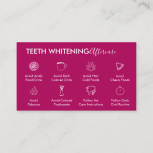 Pink Dark Teeth Whitening Aftercare Tipps Visitenkarte