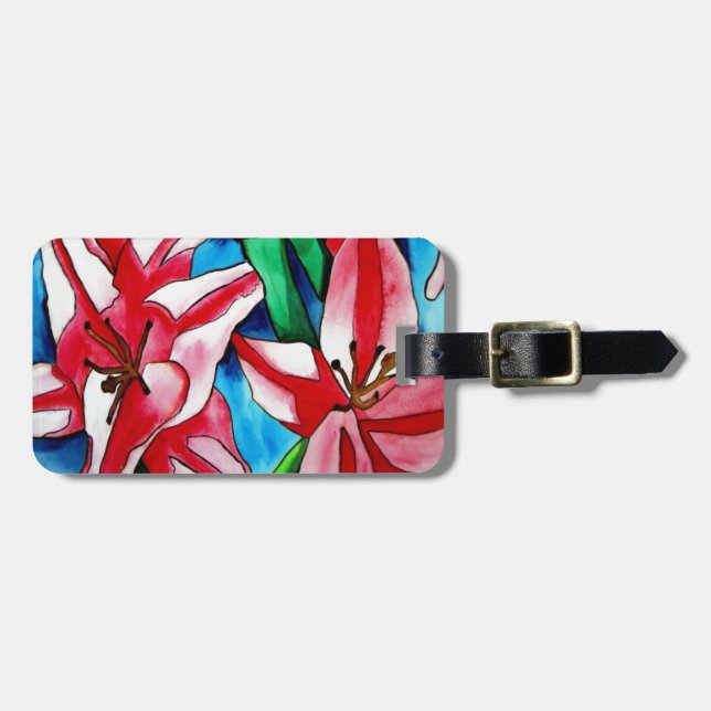 Pink Day lila Aquarellmalerei Gepäckanhänger (Vorderseite horizontal)